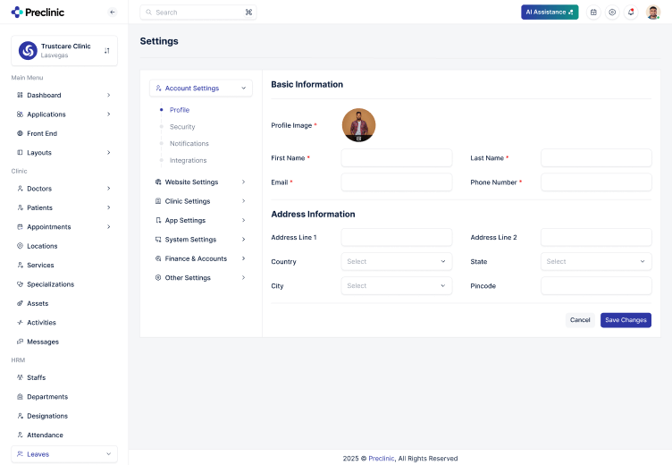 Profile Settings