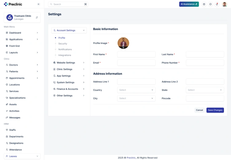 Profile Settings